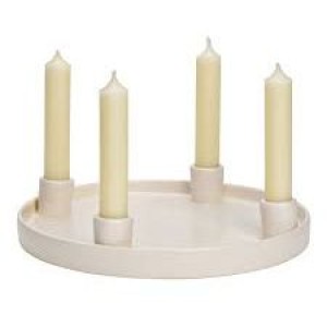 Couronne de l'Avent  Bougeoir en Faence Blanc