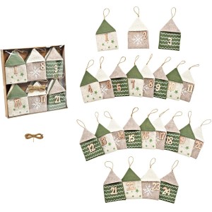 Calendrier de l'Avent Maison – Textile Vert et Beige