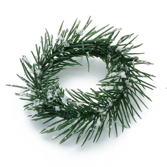 Mini couronne de sapin enneige (10 cm) - Plastique 