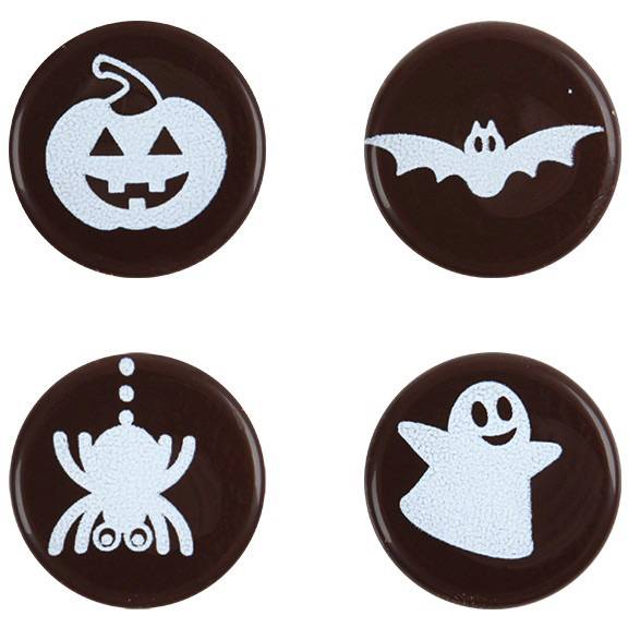 4 Mini Disques Halloween en Chocolat noir (2 cm) 