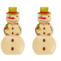 2 Bonhommes de Neige Vert (6 cm) - Chocolat Blanc