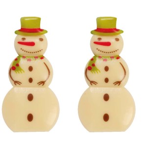 2 Bonhommes de Neige Vert (6 cm) - Chocolat Blanc