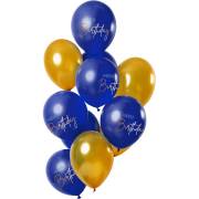 Bouquet 12 Ballons Happy Birthday Or Bleu