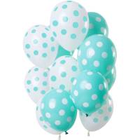 Bouquet 12 Ballons  Pois Menthe et Blanc