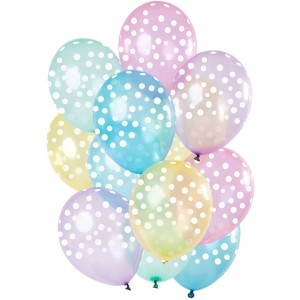 Bouquet 12 Ballons Pois Blanc - Pastel