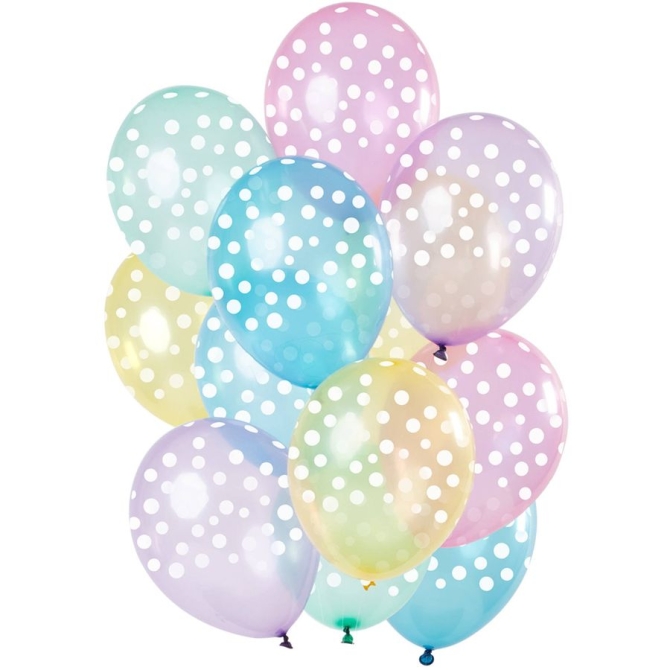 Bouquet 12 Ballons Pois Blanc - Pastel 