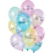 Bouquet 12 Ballons Happy Birthday Pastel Transparent