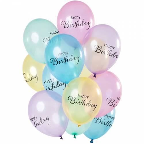 Bouquet 12 Ballons Happy Birthday Pastel Transparent Anniversaire Annikids