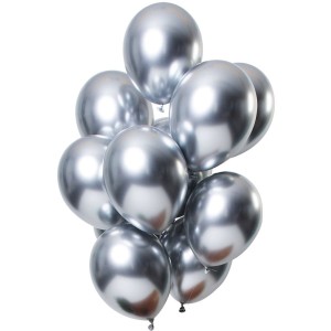 Bouquet 12 Ballons Mtallique Argent Effet Miroir