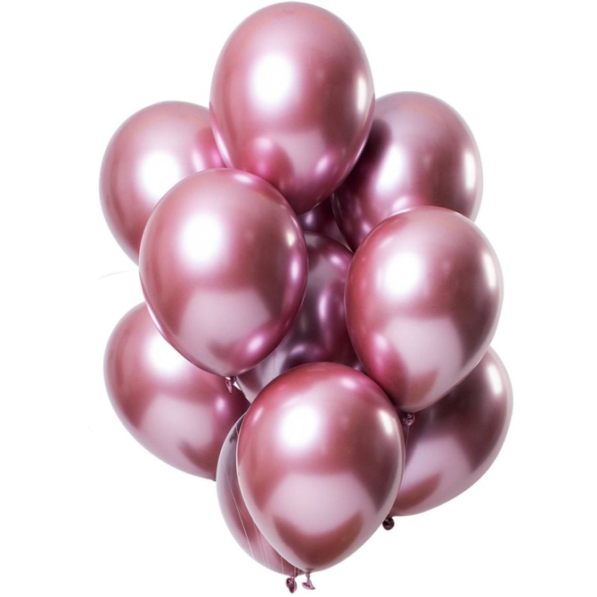 Bouquet 12 Ballons Mtallique Rose Effet Miroir 