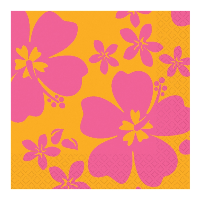 16 serviettes Hibiscus rose 