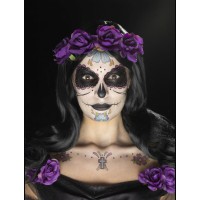 Kit Tatouages et Maquillage Calavera Violet/Noir