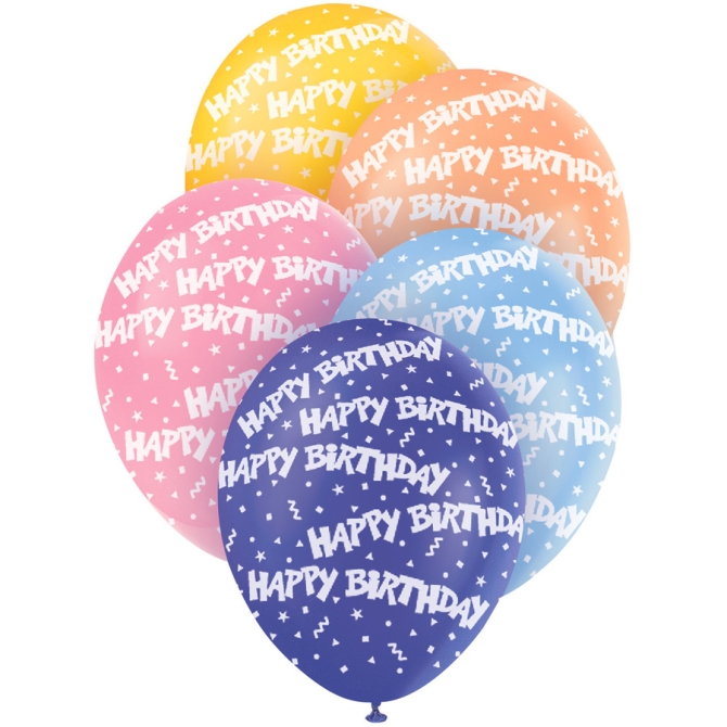 5 Ballons Happy Birthday 