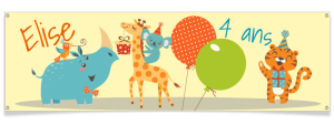 Bannire  personnaliser - Girafe Happy Birthday