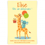 Invitation à personnaliser - Girafe Happy Birthday