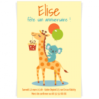 Invitation  personnaliser - Girafe Happy Birthday