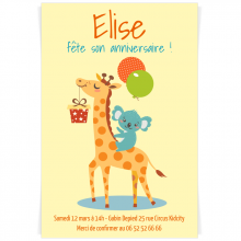 Invitation à personnaliser - Girafe Happy Birthday