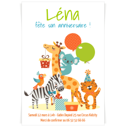 Invitation  personnaliser - Girafe Happy Birthday. n1