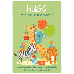 Invitation  personnaliser - Girafe Happy Birthday. n2