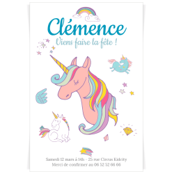 Invitation  personnaliser - Licorne Rainbow. n1