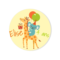 Badge  personnaliser - Girafe Happy Birthday. n1