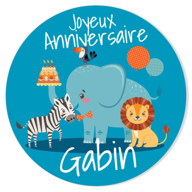 Fotocroc rond à personnaliser - Jungle Happy Birthday 
