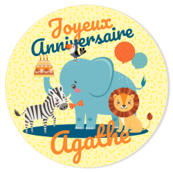 Fotocroc rond à personnaliser - Jungle Happy Birthday. n°1
