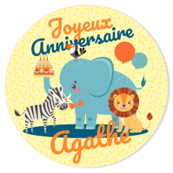 Fotocroc rond  personnaliser - Jungle Happy Birthday. n1