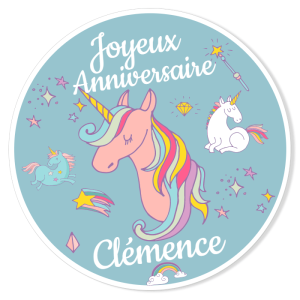 Fotocroc rond  personnaliser - Licorne Rainbow