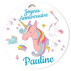 Fotocroc rond  personnaliser - Licorne Rainbow. n1