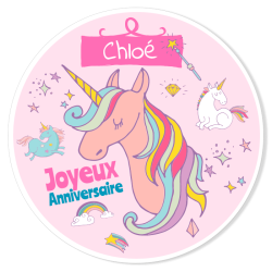 Fotocroc rond  personnaliser - Licorne Rainbow. n2