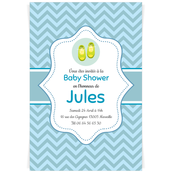 Invitation  personnaliser - Baby Shower Garon 