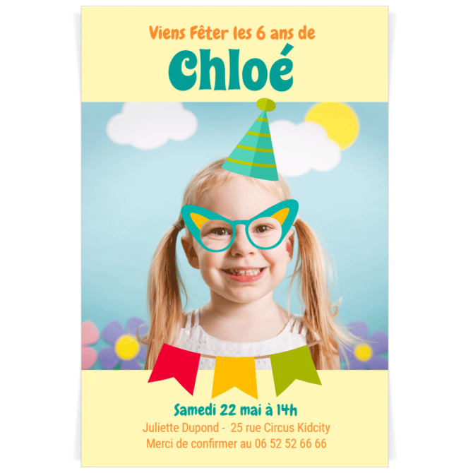 Invitation  personnaliser - Photo Booth Fille 