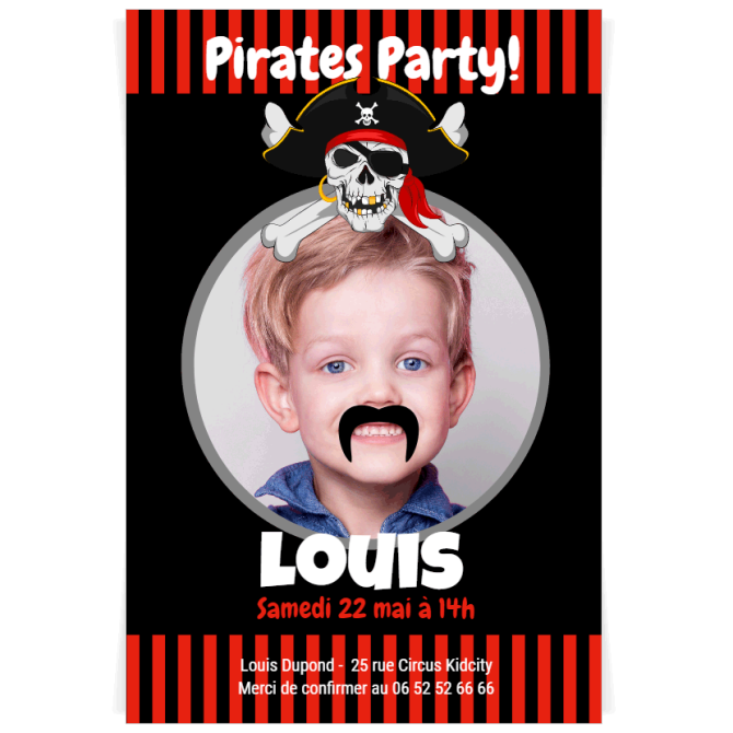 Invitation à personnaliser - Pirate Party Photo 