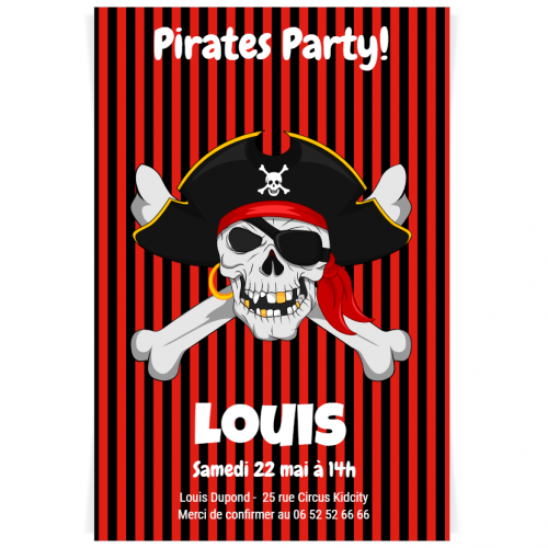 Invitation A Personnaliser Pirate Tete De Mort Pour L Anniversaire De Votre Enfant Annikids