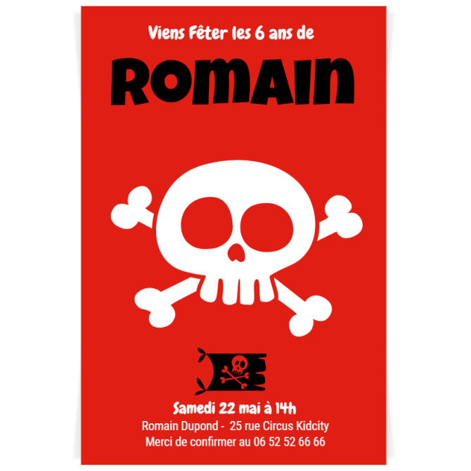 Invitation  personnaliser - Pirate Party 