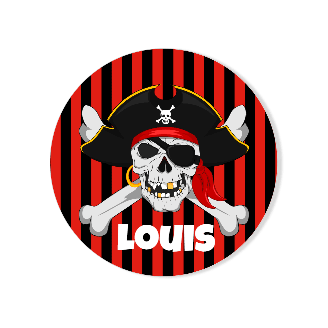Badge à personnaliser - Pirate Tête de Mort pour l'anniversaire de