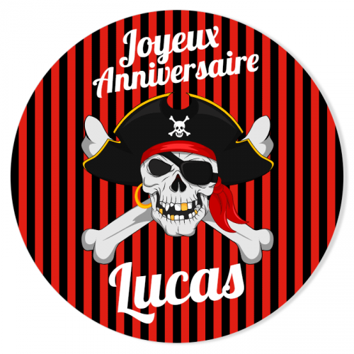 Fotocroc Rond A Personnaliser Pirate Tete De Mort Pour L Anniversaire De Votre Enfant Annikids