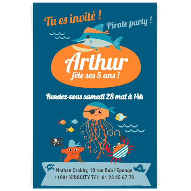 Invitation  personnaliser - Pirate Ahoy! Mduse 