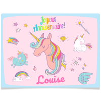 Fotocroc rectangle  personnaliser - Licorne Rainbow Rose