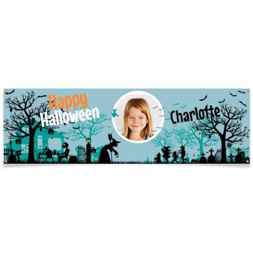 Bannière à personnaliser - Halloween Silhouette Photo 