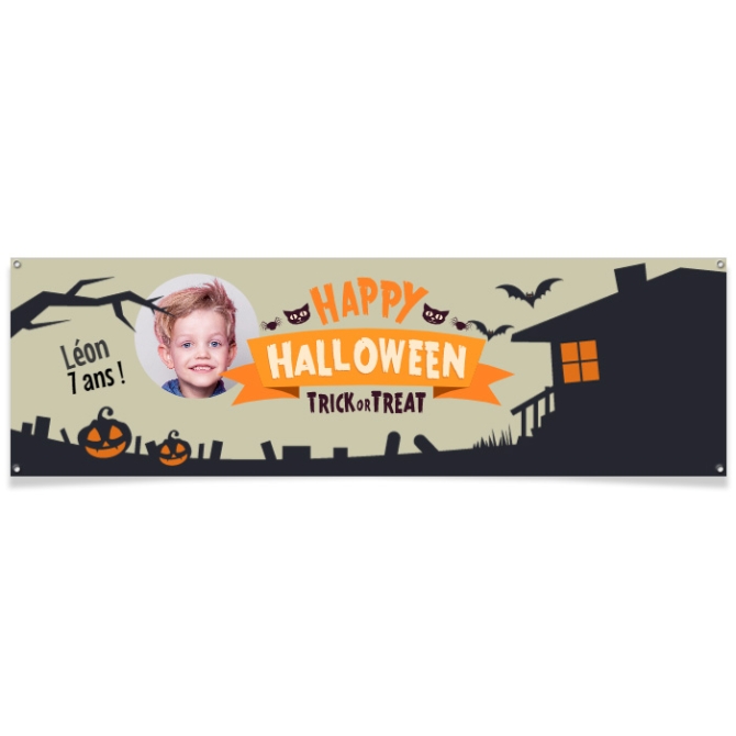 Bannire  personnaliser - Halloween Maison Hante Photo 