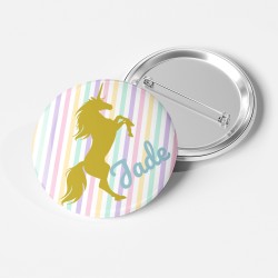 Badge  personnaliser - Licorne Or. n3