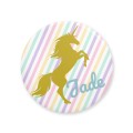 Badge  personnaliser - Licorne Or Stripe