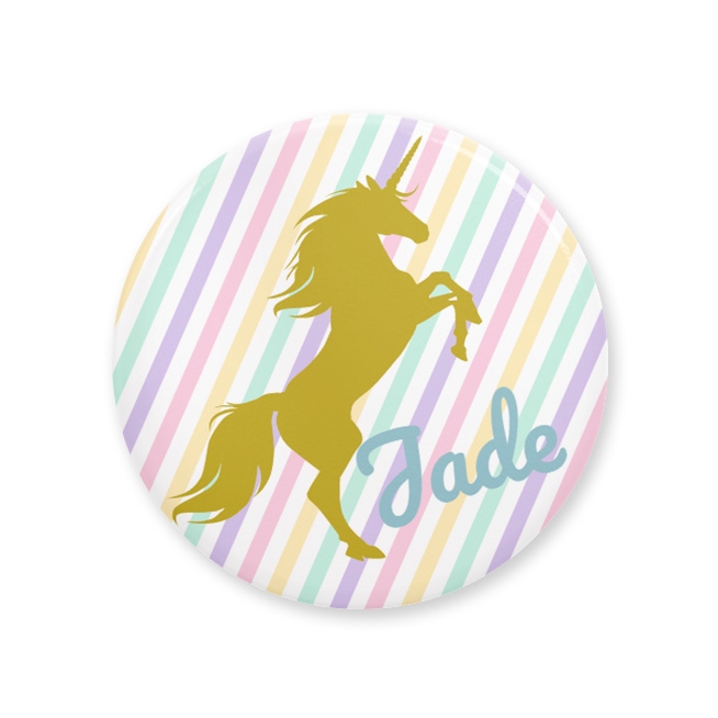 Badge  personnaliser - Licorne Or Stripe 