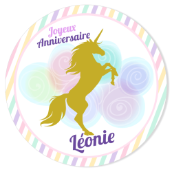 Fotocroc rond  personnaliser - Licorne Or. n1