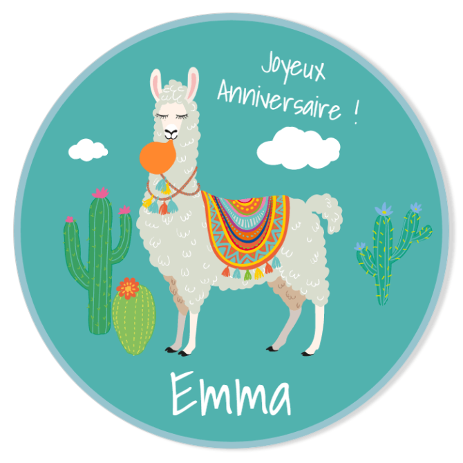 Fotocroc rond  personnaliser - Lama Bleu 