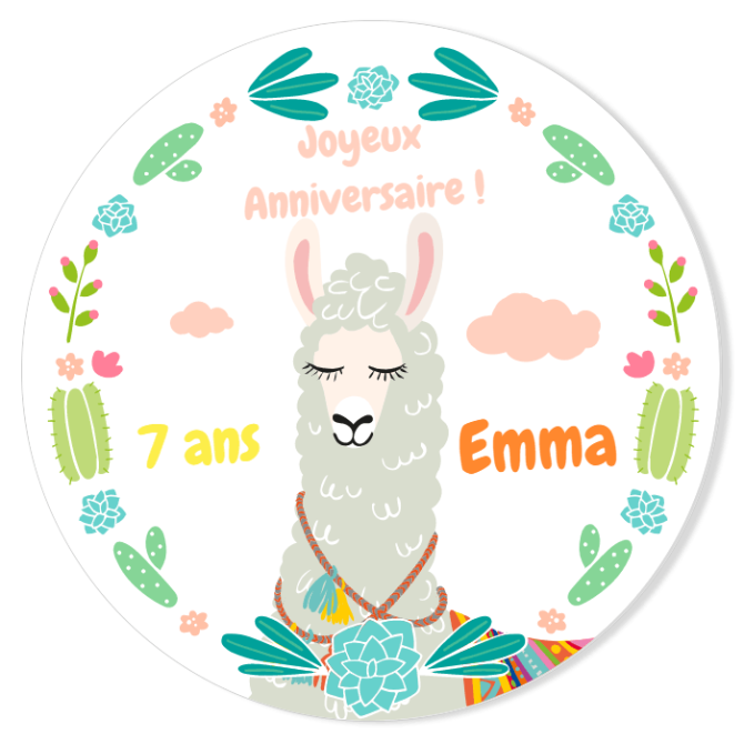 Fotocroc rond  personnaliser - Portrait de Lama Blanc 