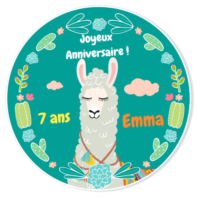 Fotocroc rond  personnaliser - Portrait de Lama Bleu 