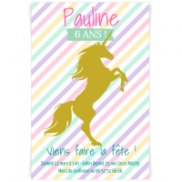 Invitation  personnaliser - Licorne Or